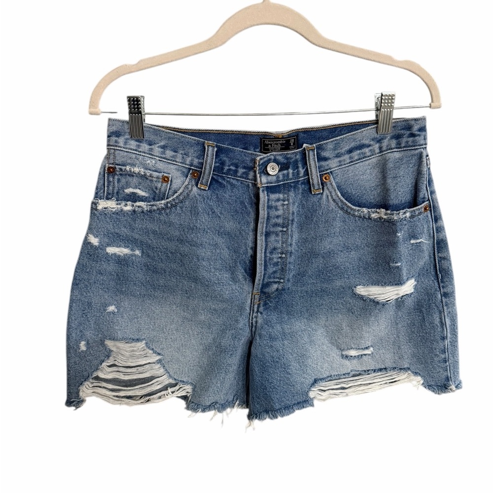 NWT Abercrombie & Fitch Blue Distressed Jean Shorts